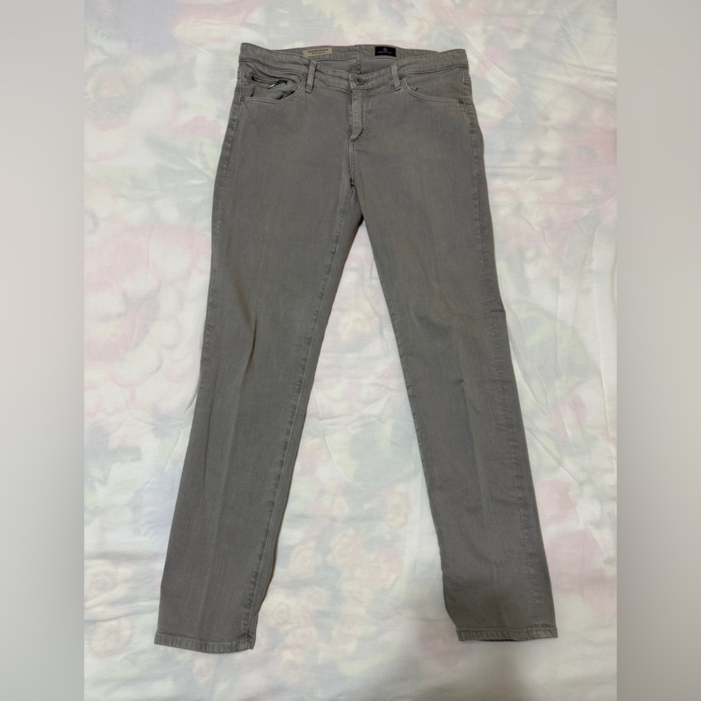 Ag Adriano Goldschmied The Stevie Ankle Zip Gray Straight Leg Jeans 30R